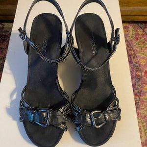 Aerosoles Black Crocodile Plush Around Wedge Sandals, women's sz 9